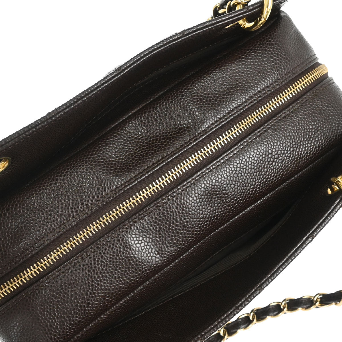 Chanel 2002-2003 Brown Caviar Skin Petite Timeless Tote PTT Chain Handbag