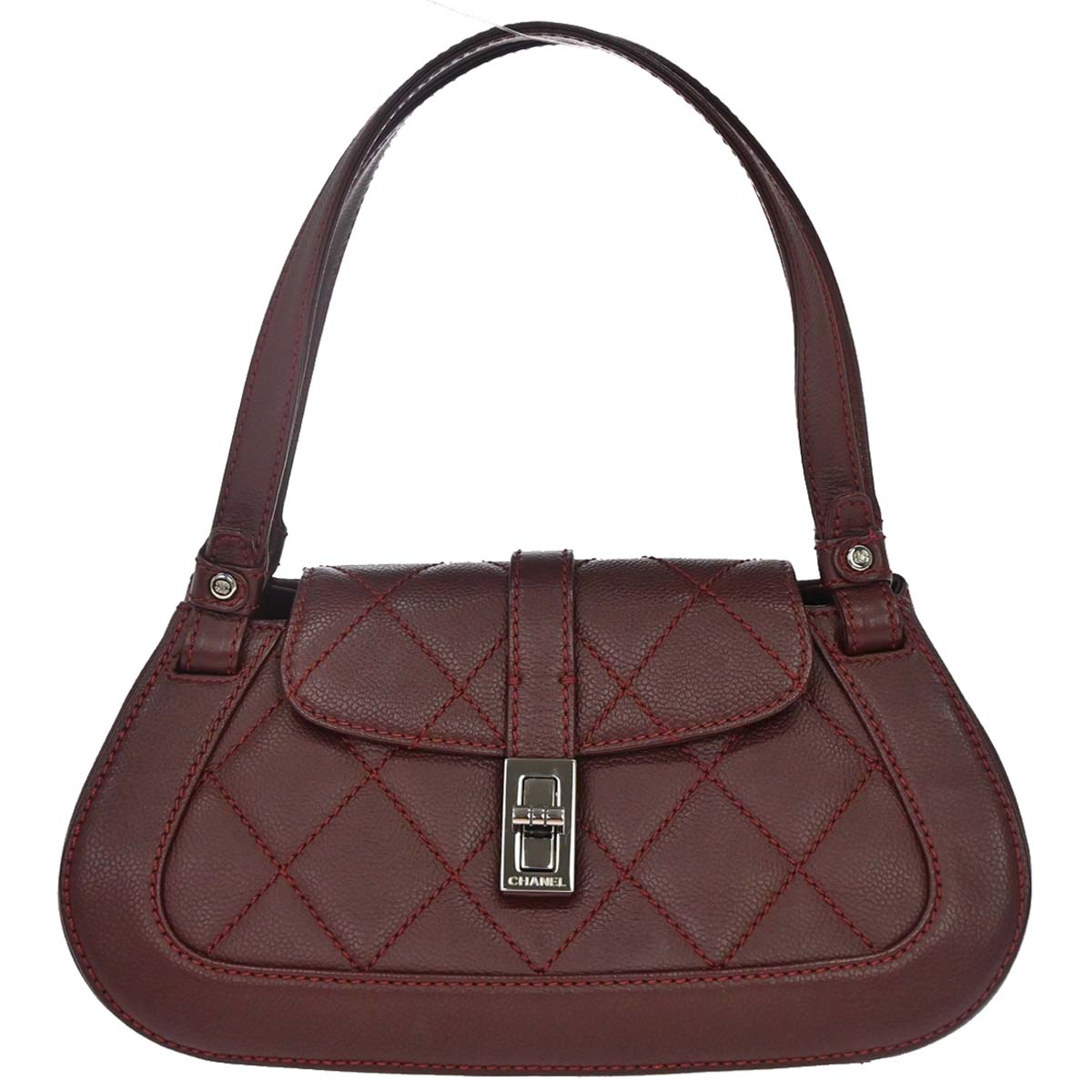 Chanel 2005-2006 Bordeaux Caviar Skin Mademoiselle Lock Handbag