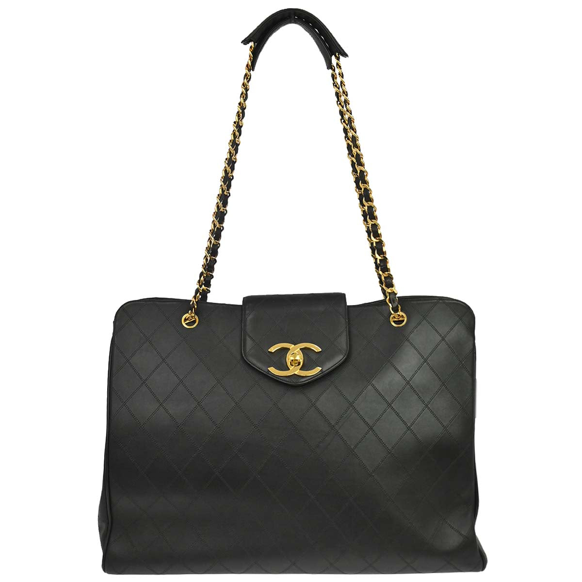 Chanel 1994-1996 Black Lambskin Bicolore Supermodel Shoulder Bag