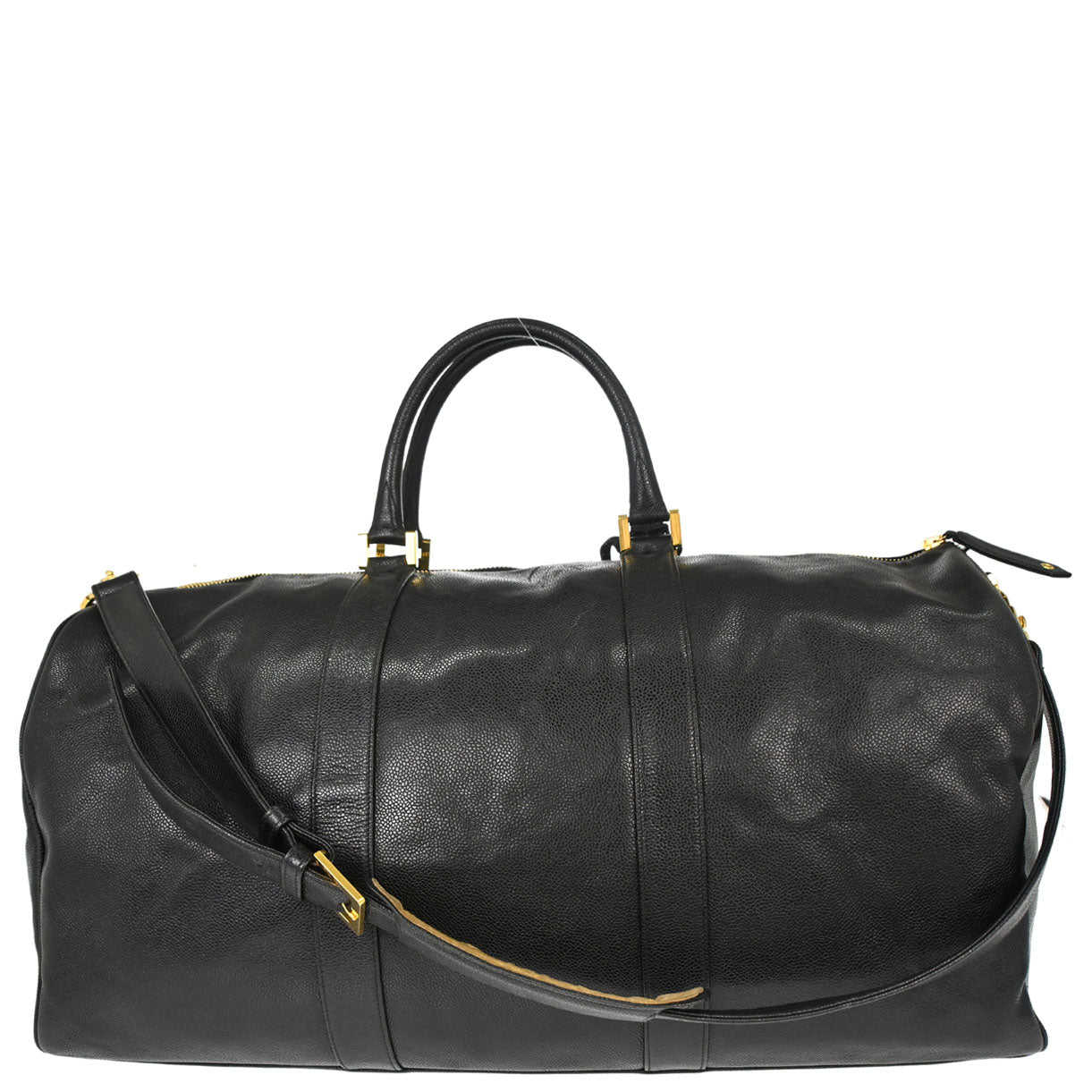 Chanel 1991-1994 Black Caviar Skin 2way Duffle Handbag