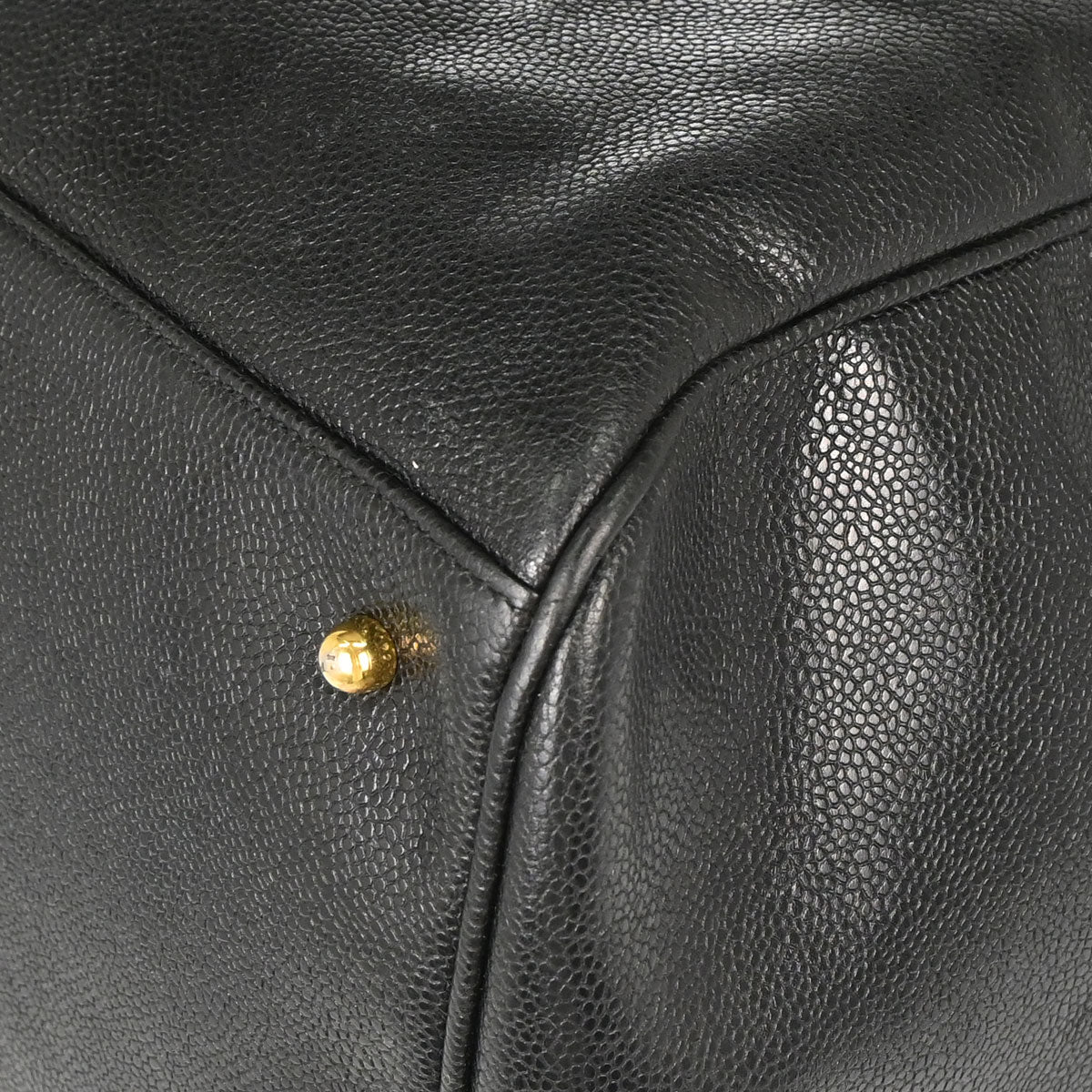 Chanel 1991-1994 Black Caviar Skin 2way Duffle Handbag