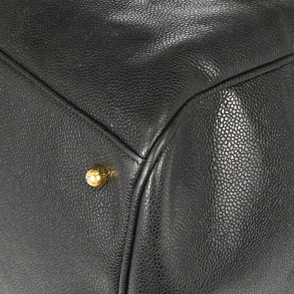 Chanel 1991-1994 Black Caviar Skin 2way Duffle Handbag