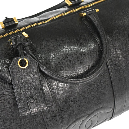 Chanel 1991-1994 Black Caviar Skin 2way Duffle Handbag