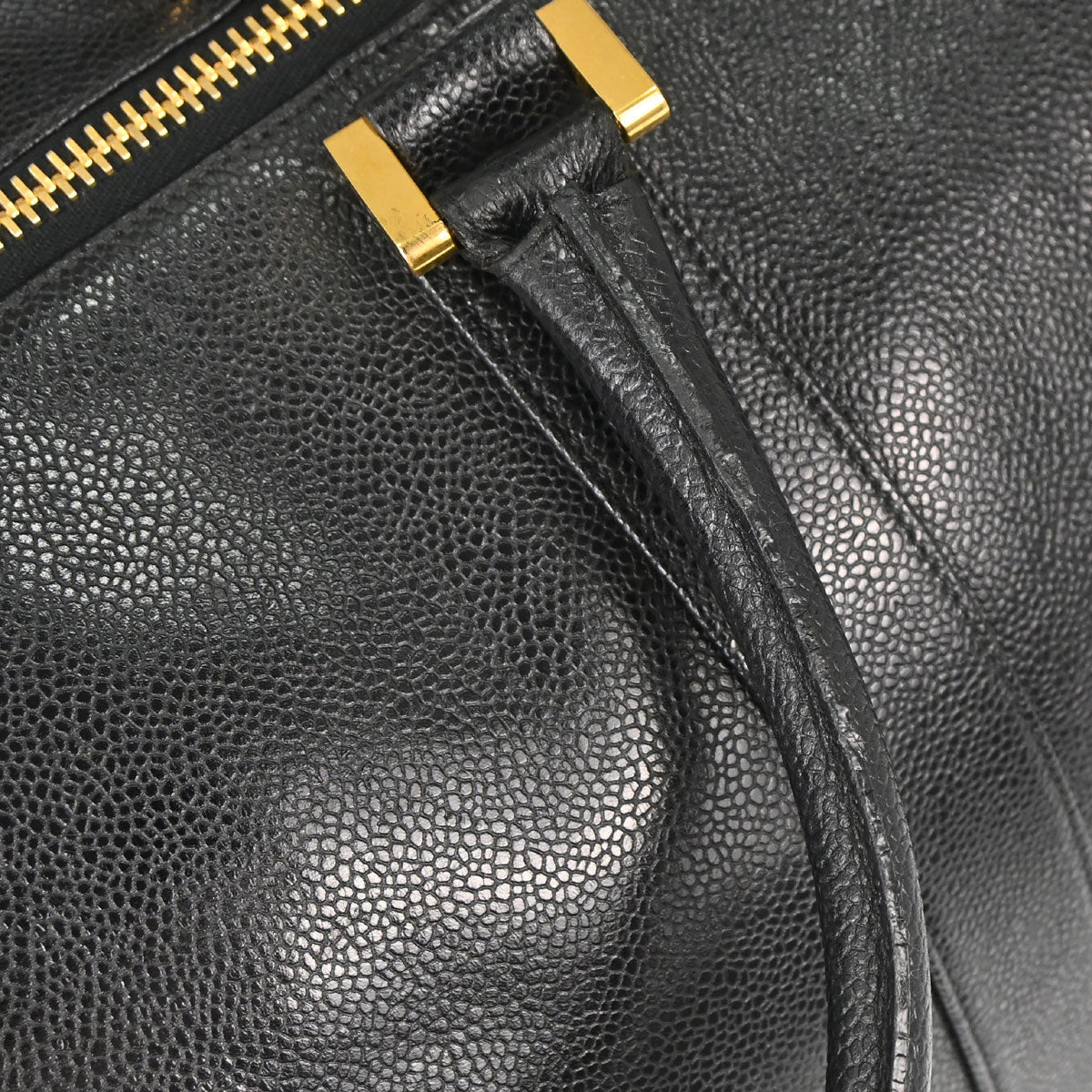 Chanel 1991-1994 Black Caviar Skin 2way Duffle Handbag