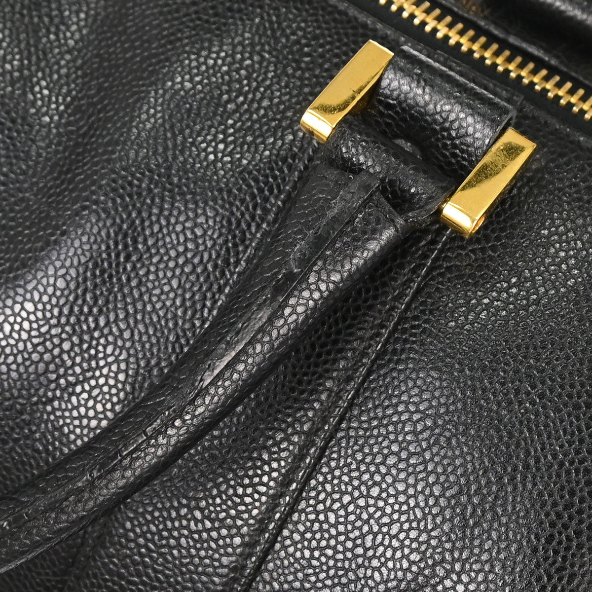 Chanel 1991-1994 Black Caviar Skin 2way Duffle Handbag