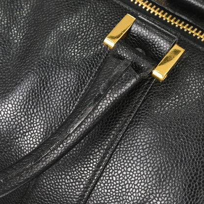 Chanel 1991-1994 Black Caviar Skin 2way Duffle Handbag
