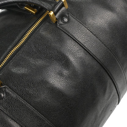 Chanel 1991-1994 Black Caviar Skin 2way Duffle Handbag