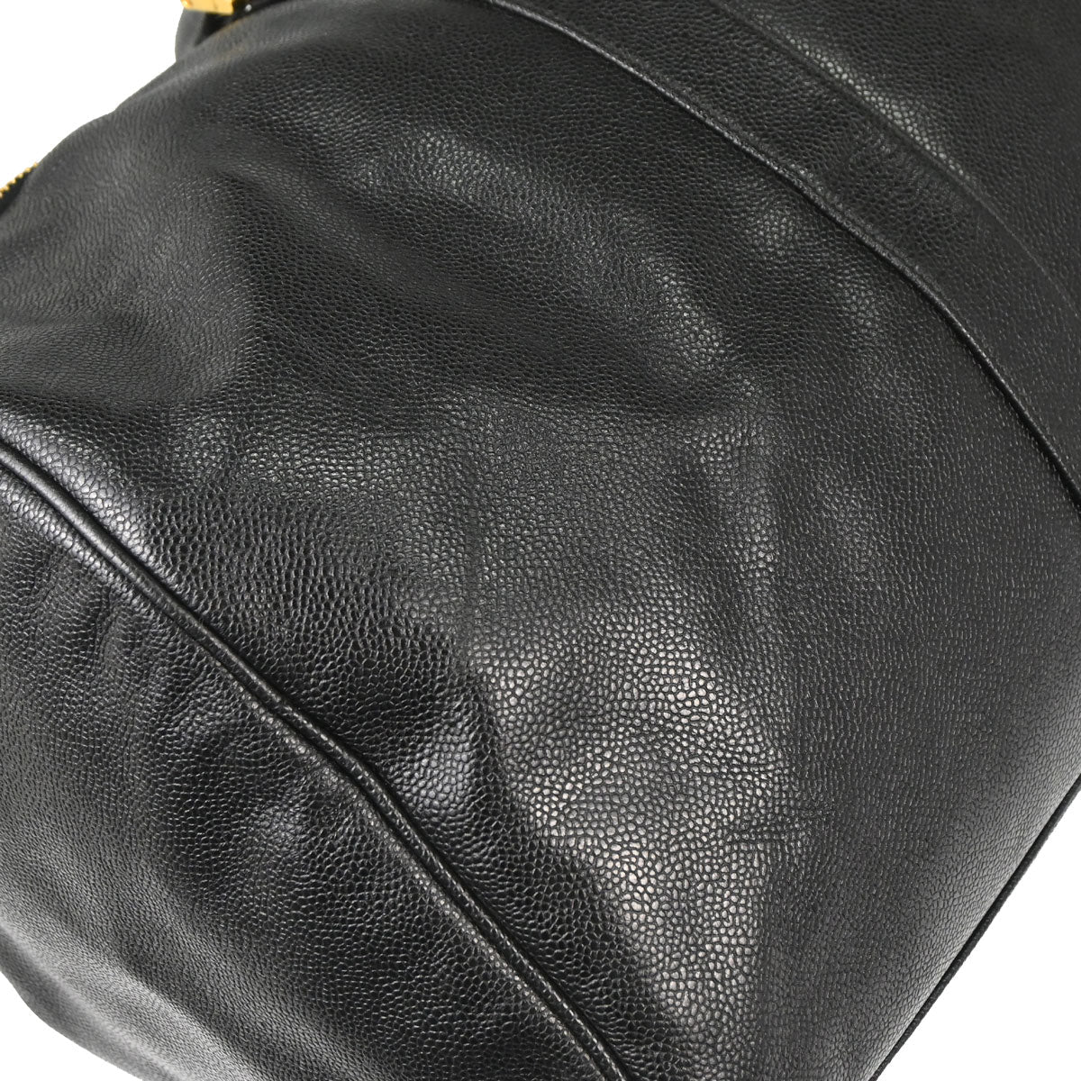 Chanel 1991-1994 Black Caviar Skin 2way Duffle Handbag