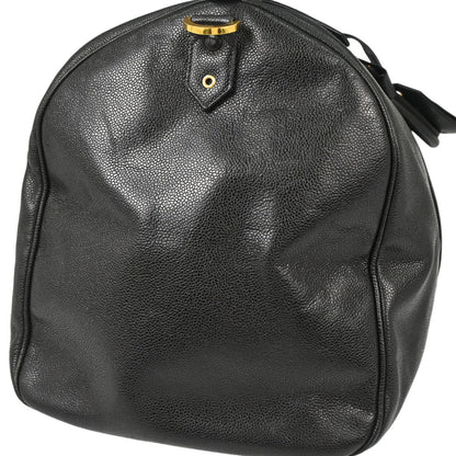Chanel 1991-1994 Black Caviar Skin 2way Duffle Handbag