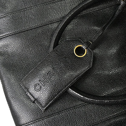 Chanel 1991-1994 Black Caviar Skin 2way Duffle Handbag