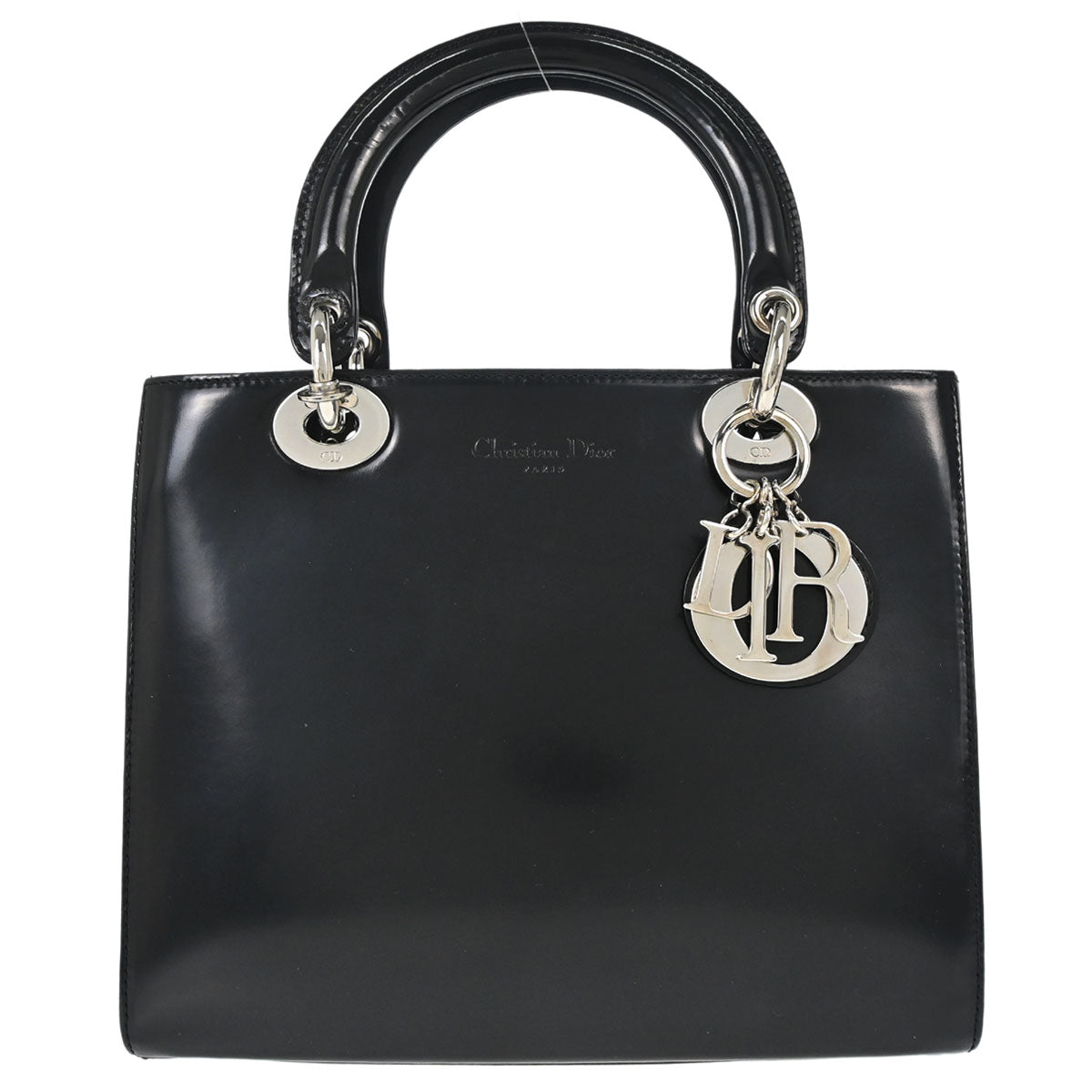 Christian Dior Black Patent Leather Medium Lady Dior Handbag