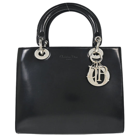 Christian Dior Black Patent Leather Medium Lady Dior Handbag