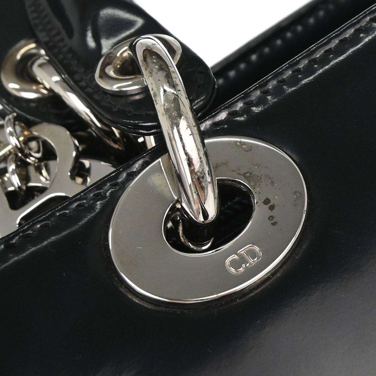 Christian Dior Black Patent Leather Medium Lady Dior Handbag