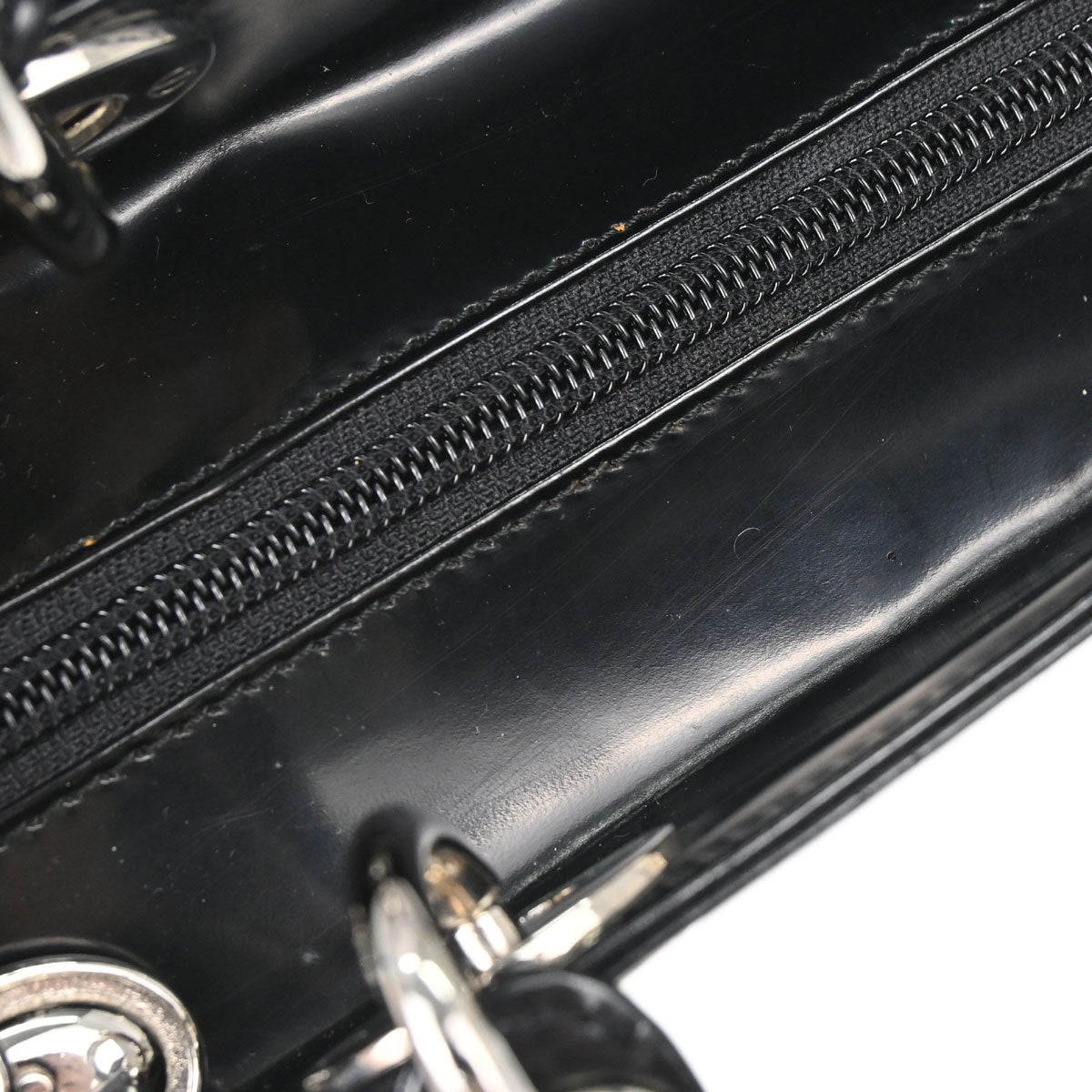 Christian Dior Black Patent Leather Medium Lady Dior Handbag