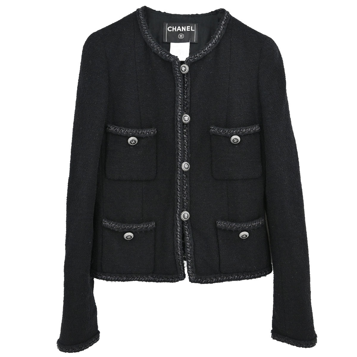Chanel 2008 Little Black Line Single Breasted Collarless Jacket #36