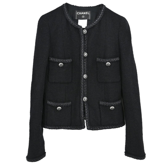 Chanel 2008 Little Black Line Single Breasted Collarless Jacket #36