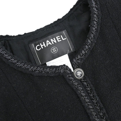 Chanel 2008 Little Black Line Single Breasted Collarless Jacket #36