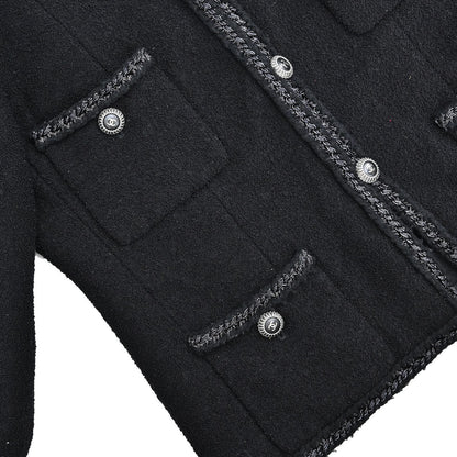 Chanel 2008 Little Black Line Single Breasted Collarless Jacket #36