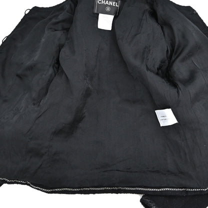 Chanel 2008 Little Black Line Single Breasted Collarless Jacket #36