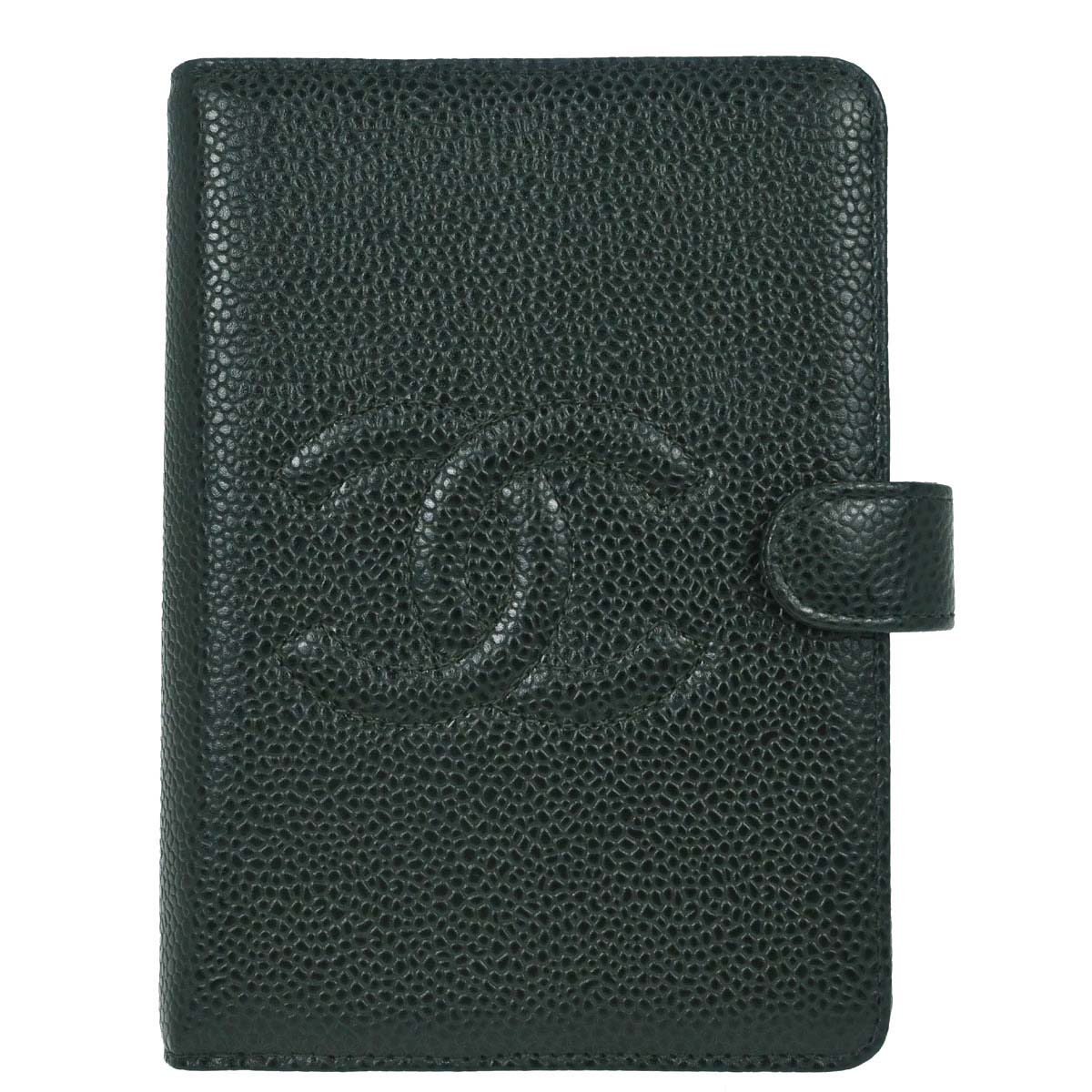 Chanel 2002-2003 Green Caviar Skin Notebook Cover Small Good