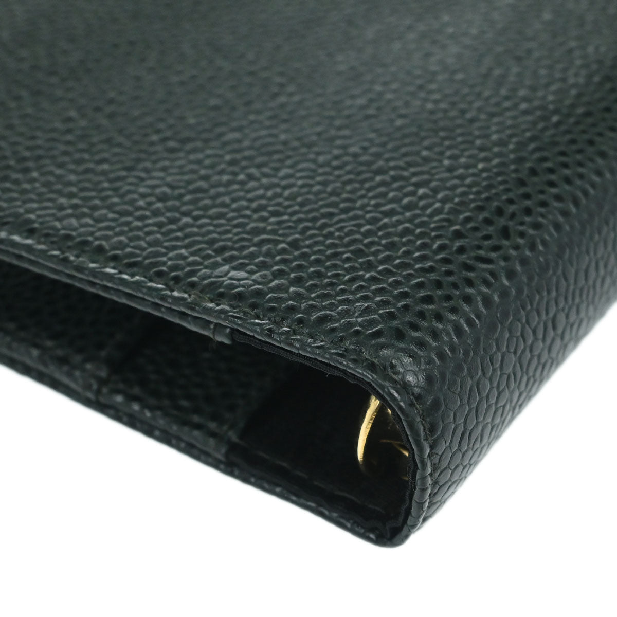 Chanel 2002-2003 Green Caviar Skin Notebook Cover Small Good
