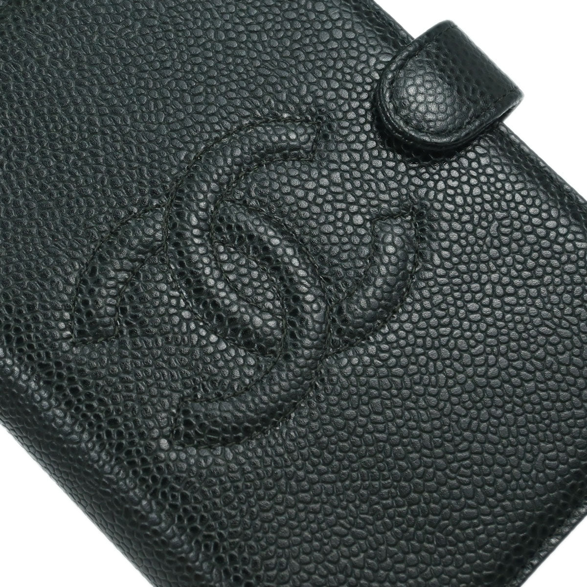 Chanel 2002-2003 Green Caviar Skin Notebook Cover Small Good