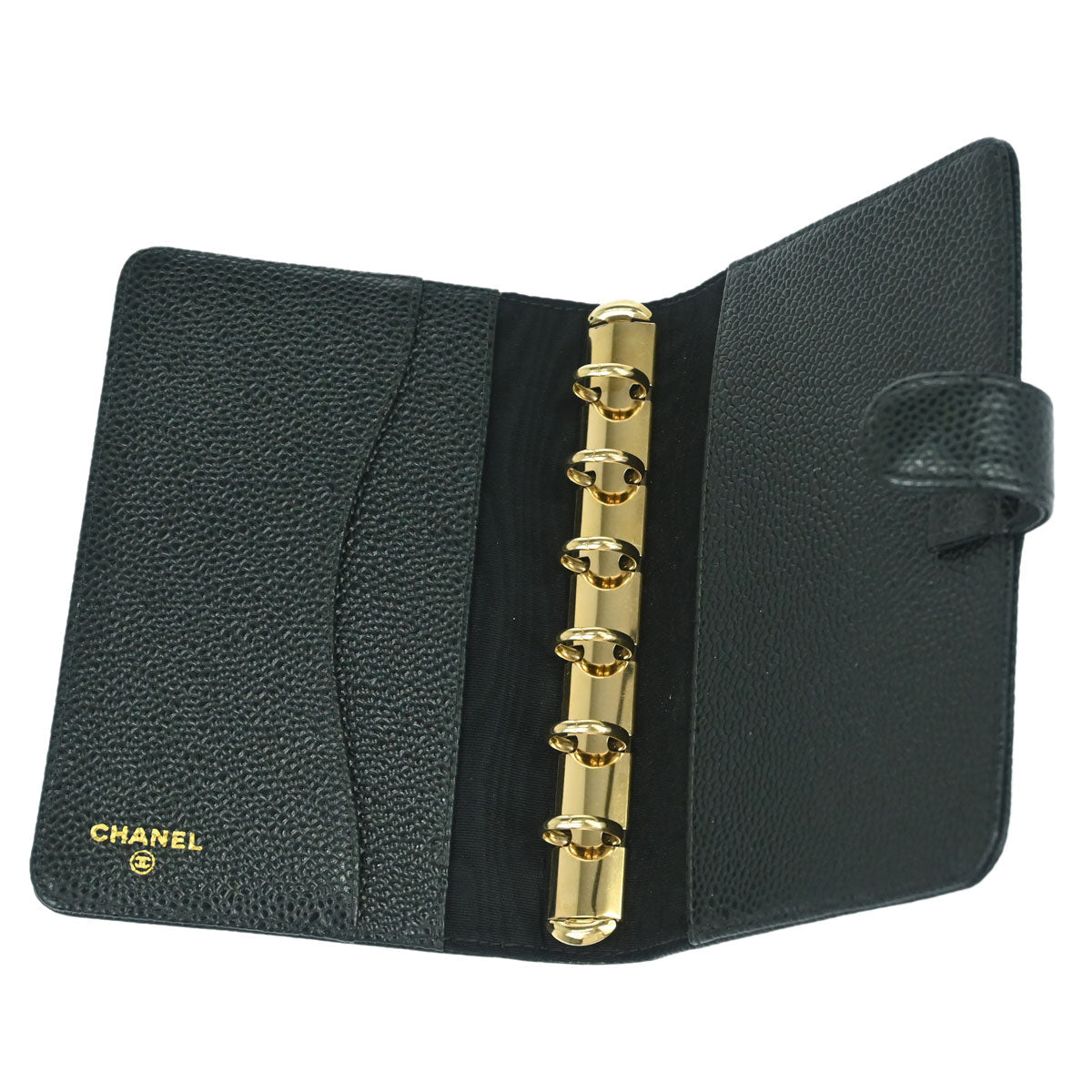Chanel 2002-2003 Green Caviar Skin Notebook Cover Small Good