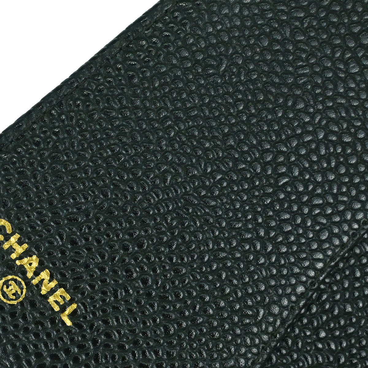 Chanel 2002-2003 Green Caviar Skin Notebook Cover Small Good