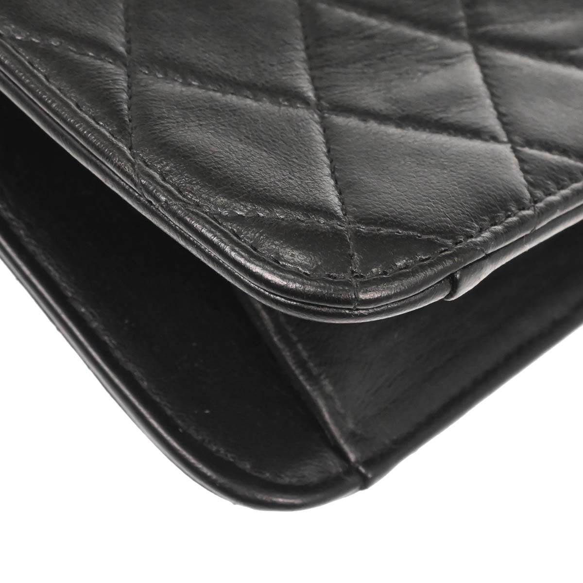 Chanel 1997-1999 Black Lambskin Pushlock Medium Half Flap Shoulder Bag