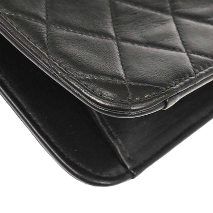 Chanel 1997-1999 Black Lambskin Pushlock Medium Half Flap Shoulder Bag