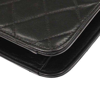 Chanel 1997-1999 Black Lambskin Pushlock Medium Half Flap Shoulder Bag