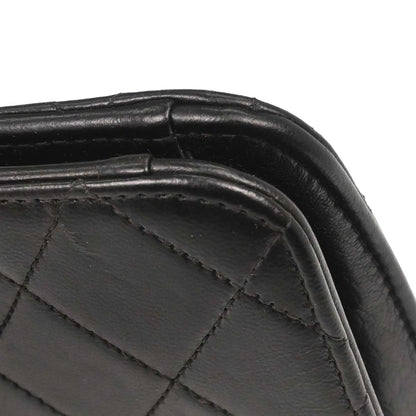 Chanel 1997-1999 Black Lambskin Pushlock Medium Half Flap Shoulder Bag