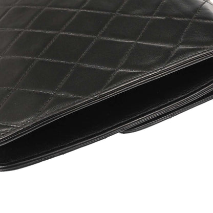 Chanel 1997-1999 Black Lambskin Pushlock Medium Half Flap Shoulder Bag