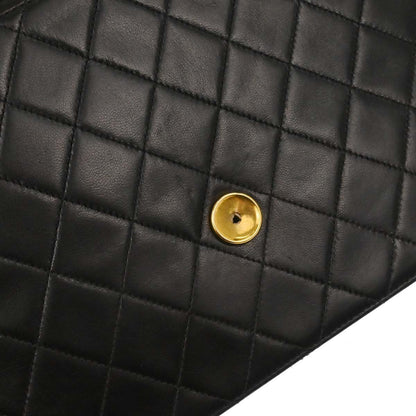 Chanel 1997-1999 Black Lambskin Pushlock Medium Half Flap Shoulder Bag