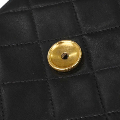 Chanel 1997-1999 Black Lambskin Pushlock Medium Half Flap Shoulder Bag