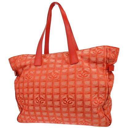 Chanel Red Jacquard Nylon Travel Line Tote Handbag