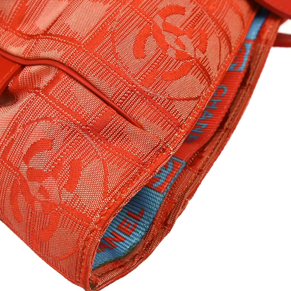 Chanel Red Jacquard Nylon Travel Line Tote Handbag