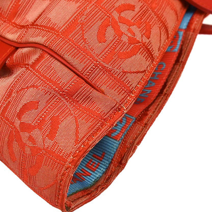 Chanel Red Jacquard Nylon Travel Line Tote Handbag