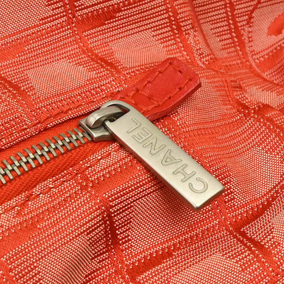 Chanel Red Jacquard Nylon Travel Line Tote Handbag