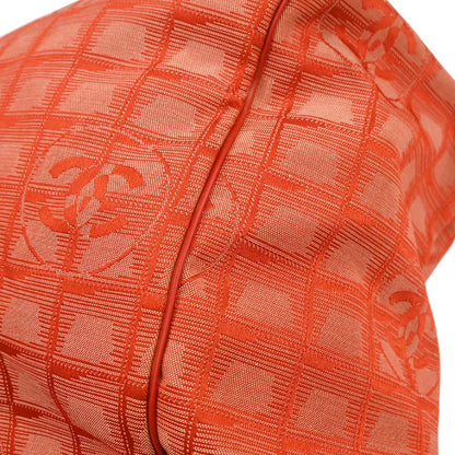 Chanel Red Jacquard Nylon Travel Line Tote Handbag