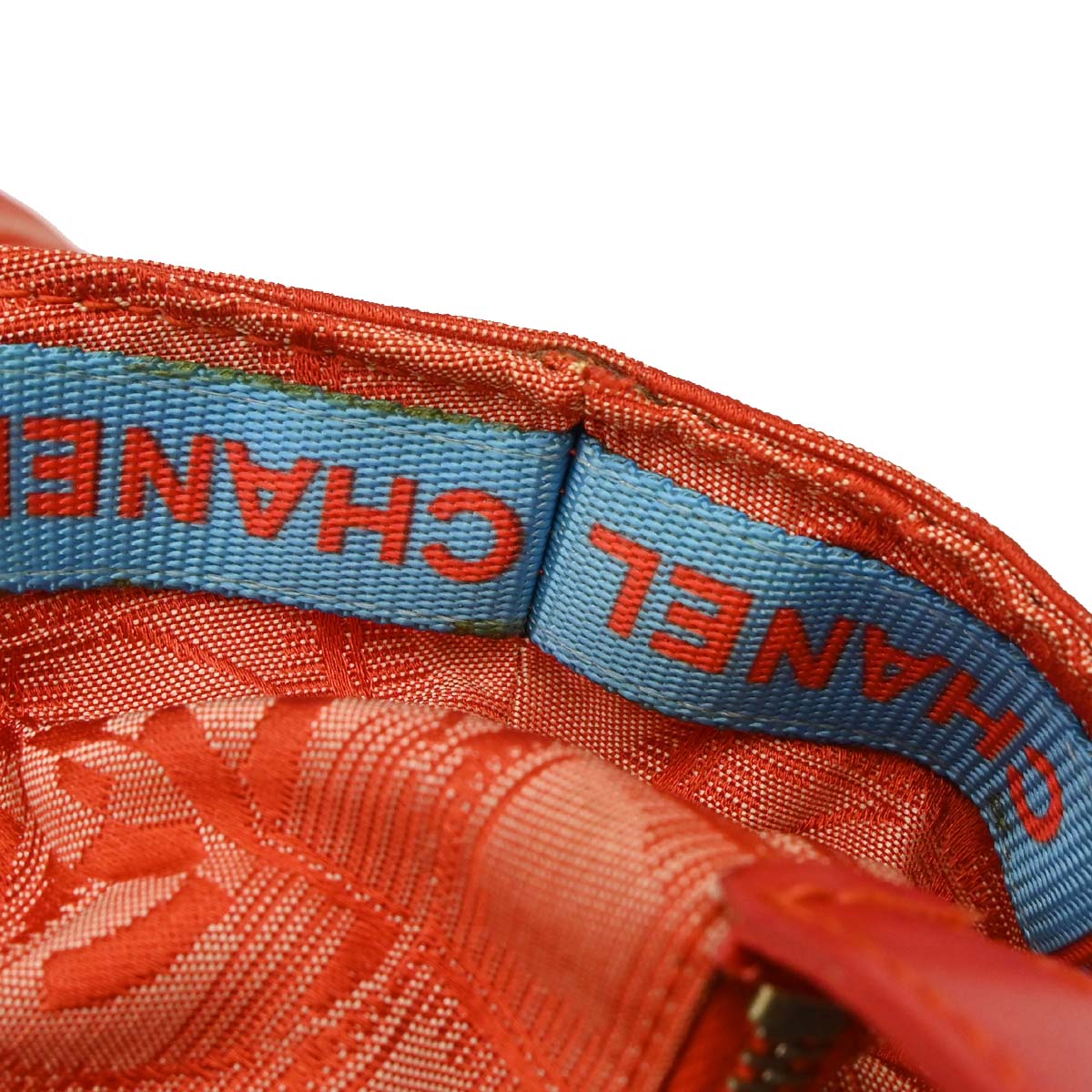 Chanel Red Jacquard Nylon Travel Line Tote Handbag