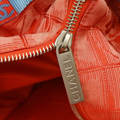 Chanel Red Jacquard Nylon Travel Line Tote Handbag
