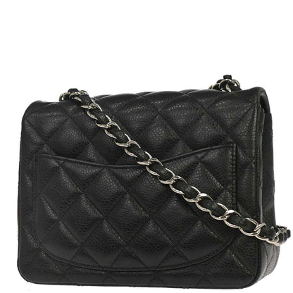 Chanel 2013-2014 Black Caviar Skin Mini Classic Square Flap Shoulder Bag 17