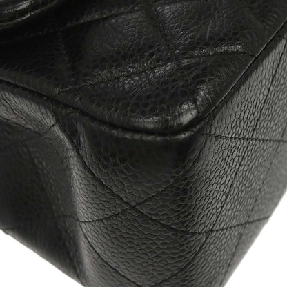 Chanel 2013-2014 Black Caviar Skin Mini Classic Square Flap Shoulder Bag 17