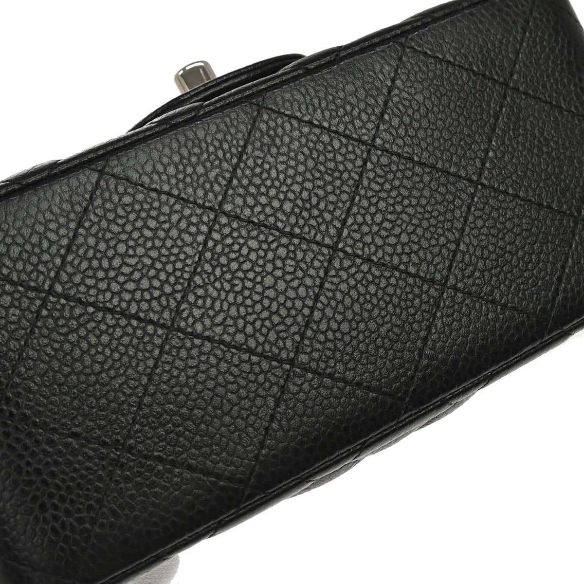 Chanel 2013-2014 Black Caviar Skin Mini Classic Square Flap Shoulder Bag 17