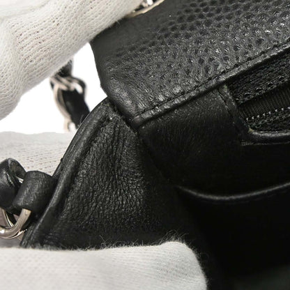 Chanel 2013-2014 Black Caviar Skin Mini Classic Square Flap Shoulder Bag 17