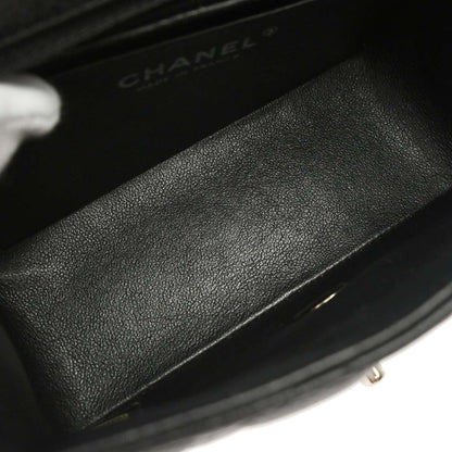 Chanel 2013-2014 Black Caviar Skin Mini Classic Square Flap Shoulder Bag 17