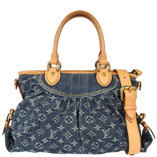 Louis Vuitton 2007 Monogram Denim Neo Cabby MM 2way Shoulder Tote Handbag M95349