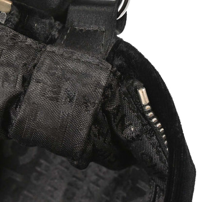 Chanel Black Velvet Satin Chain Handbag