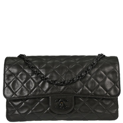 Chanel Black Lambskin Medium Single Flap Shoulder Bag